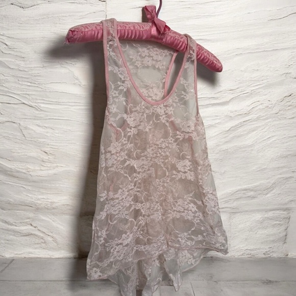 Vintage Y2K dusty rose Lace cami shabby chic boho coquette Fairycore festival m - Picture 1 of 5